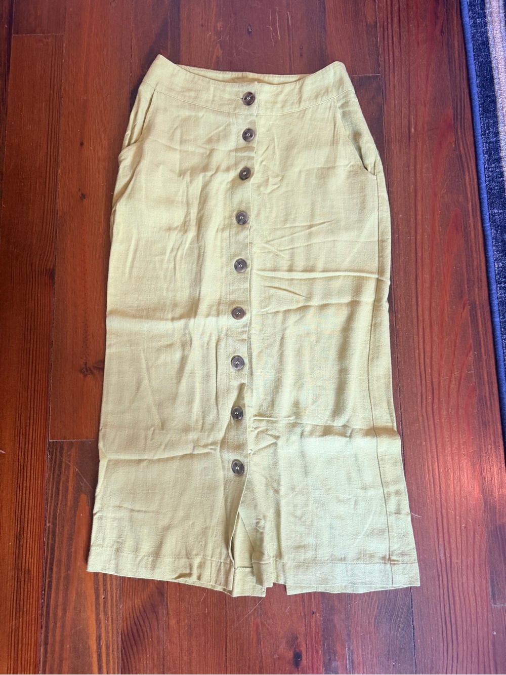 ASOS Apple Green Linen Blend Button Down Midi Skirt - 4